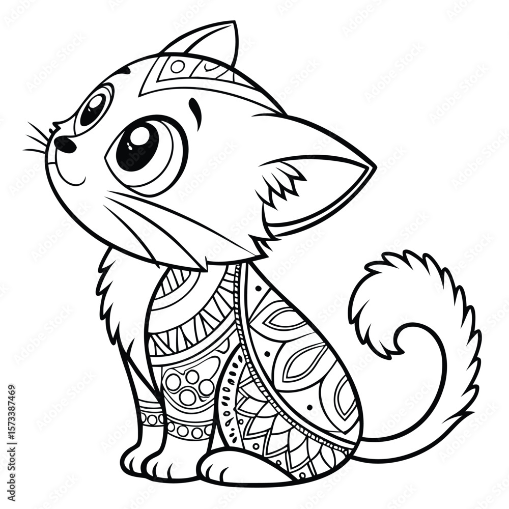 Poster a charming stylized kitten illustration features a cute kitten sitting upright and facing forward re