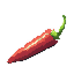 png Pixel Art Chili Pepper: A vibrant pixel art illustration of a single red chili pepper, showcasing its glossy texture and subtle details. 