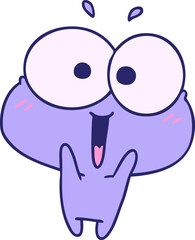 cartoon illustration kawaii excited cute frog in bright neon color