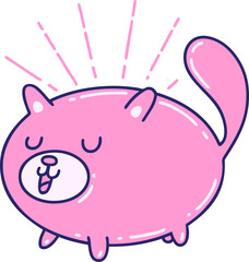 illustration of a traditional tattoo style happy cat in bright neon color