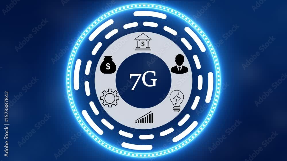 Poster a 7g concept button on a futuristic, high performance, monitoring and evaluation ,blue holographic a