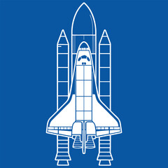Simple, bold graphic of a space shuttle, perfect for educational or inspirational use.