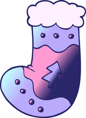 cartoon doodle christmas stocking in bright neon color