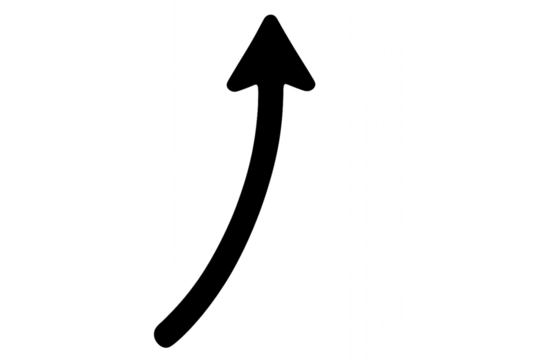 Curved Arrow Up: Growth, Progress, Success Symbol - Vector Graphic