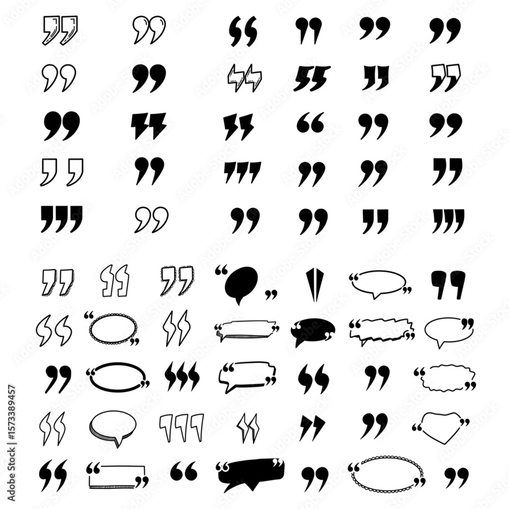 Fototapete collection of diverse quotation mark designs offering versatility for editorial content and creative