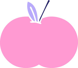 flat color retro cartoon of a juicy apple in bright neon color