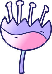 cartoon flower in bright neon color