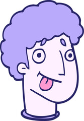 cartoon doodle male face in bright neon color
