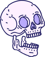 tattoo in traditional style of a skull in bright neon color