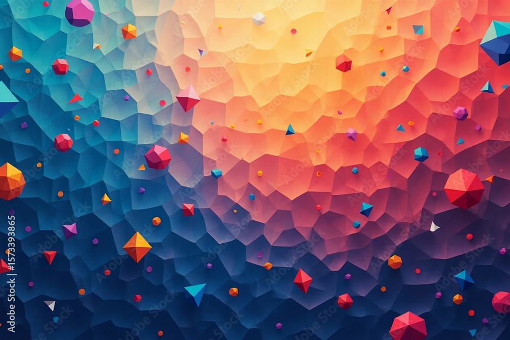 Poster gradient background with geometric shapes perfect for creative design project.