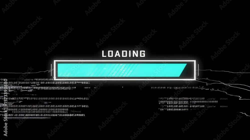 Aufkleber futuristic loading screen with progress bar and digital glitch effects