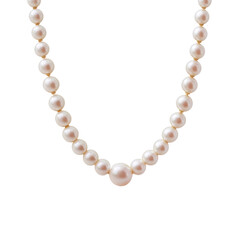 Obraz premium Elegant pearl necklace isolated on white background, showcasing classic jewelry design and sophistication.
