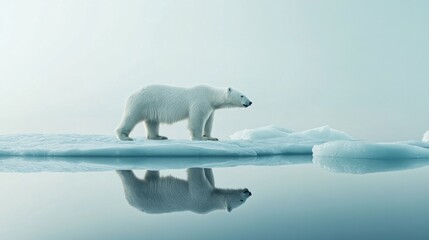 Polar bear walking on ice in arctic landscape wildlife photography calm environment side view nature conservation