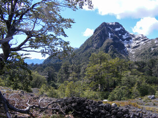 sendero a las cuevas volcánicas en Villarica, Pucón, Chile