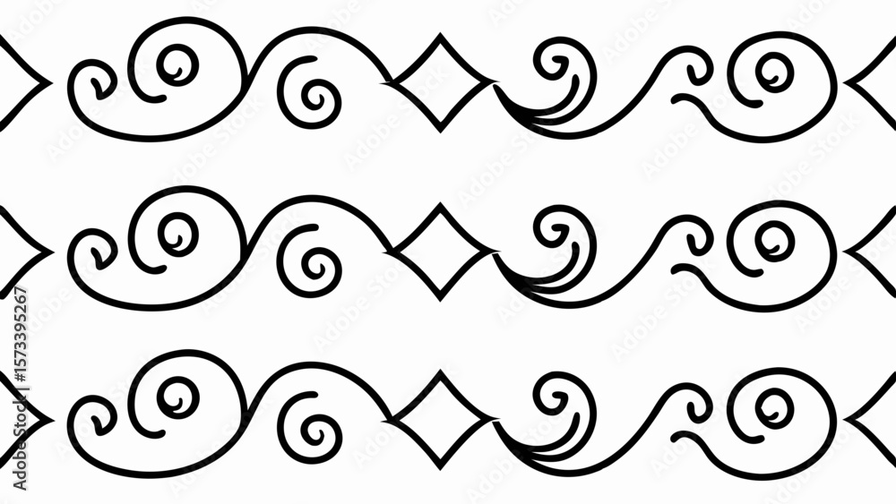 Poster elegant black decorative border with repeating scroll and diamond motifs