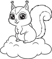 Squirrel Animal  Drawing Outline and line art Coloring Page white color background