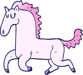 cartoon doodle running horse in bright neon color