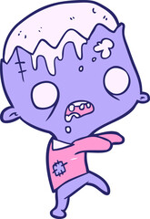 cute cartoon zombie in bright neon color