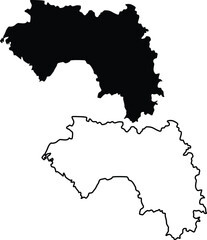 Map of Guinea Silhouette Flat and Outline Design