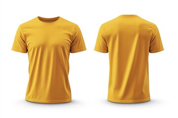 Vibrant yellow t-shirt displayed from front and back, perfect for casual outings or stylish layering in any wardrobe