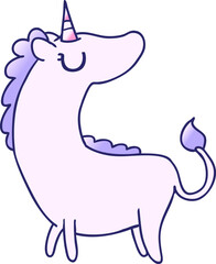 freehand drawn gradient cartoon of cute kawaii unicorn in bright neon color
