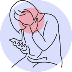 Woman Feels Neck Pain While Using Cell Phone