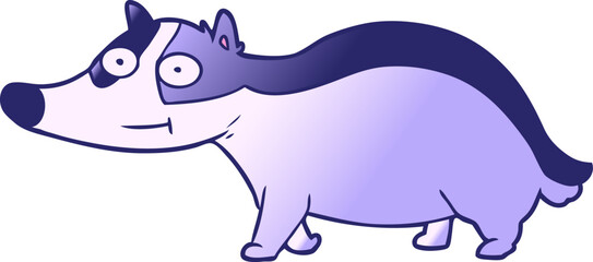cartoon friendly badger in bright neon color