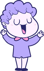 laughing cartoon man in bright neon color