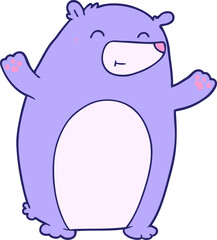 happy cartoon bear in bright neon color