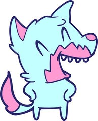 laughing fox cartoon in bright neon color