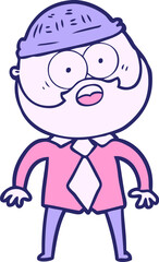 cartoon bearded man in bright neon color