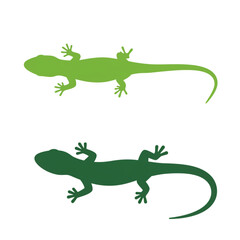 Fototapeta premium Captivating design features two green lizard silhouettes, perfect for fauna-themed graphic projects, eco-conscious branding, or nature-inspired designs.