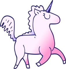 cartoon doodle unicorn in bright neon color