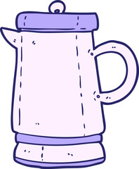 cartoon old metal kettle in bright neon color