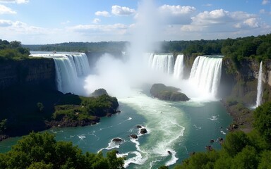 Fototapeta premium Part of The Iguazu Falls seen from the Argentinian National Park. High quality