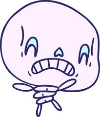 Obraz premium freehand drawn cartoon of spooky kawaii skeleton in bright neon color