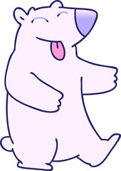 gradient shaded quirky cartoon polar bear in bright neon color