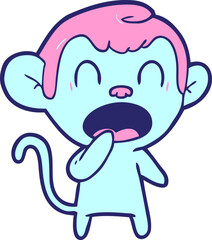 yawning cartoon monkey in bright neon color
