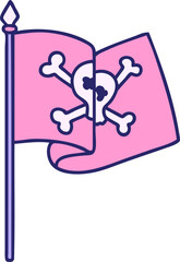 iconic tattoo style image of a pirate flag in bright neon color