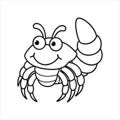 Cute Hermit Crab Cartoon Icon