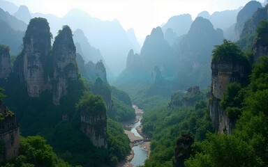 Landscape of Zhangjiajie. Located in Wulingyuan Scenic and Historic Interest Area (Wu Ling Yuan Feng Jing Ming Sheng Qu), Hunan, china. High quality