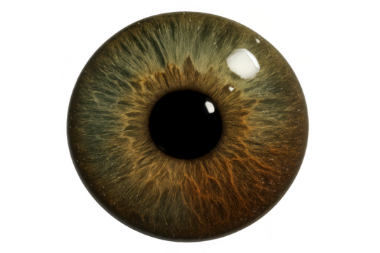 Detailed human hazel eye iris and pupil isolated on transparent background