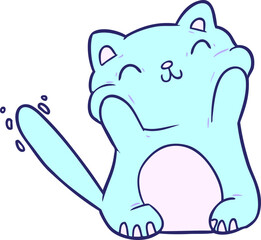 very happy cute cartoon cat  in bright neon color