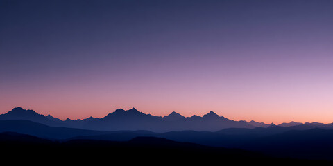 Silhouetted Mountain Range at Twilight &ndash; Stunning Gradient Sky with Vibrant Sunset Colors, Peaceful Layers of Hills, Serene Atmosphere, and Natural Landscape Perfect for Nature, Travel & Background Us