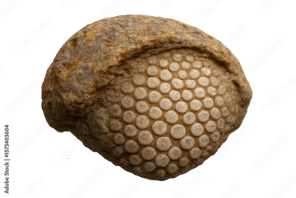 Poster fossilized egg with circular patterns, isolated on transparent background ready to use