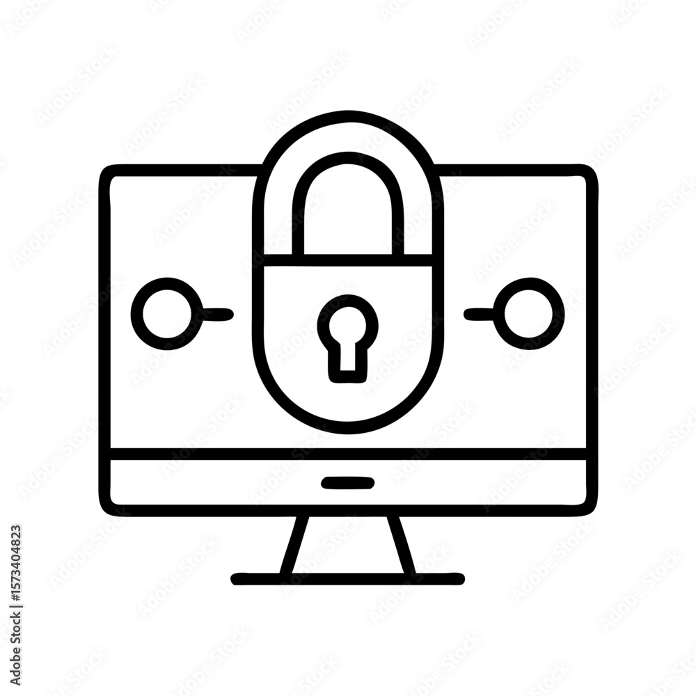Poster secure computer network security data protection cybersecurity information technology safety lock ic