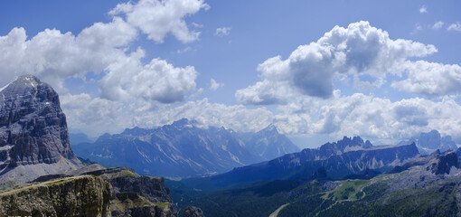 Landscape of the Dolomite Mountains from Mount Lagazuoi, Italy