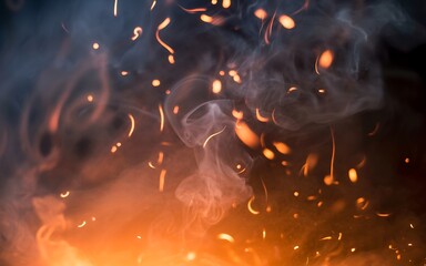 Fiery brilliance of smoke and sparks creates an abstract and dynamic visual spectacle filled with intense heat and energy.