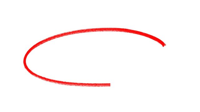Red hand drawing doodle round circuler drawing effect animation, grunge circle highlights with transparent background