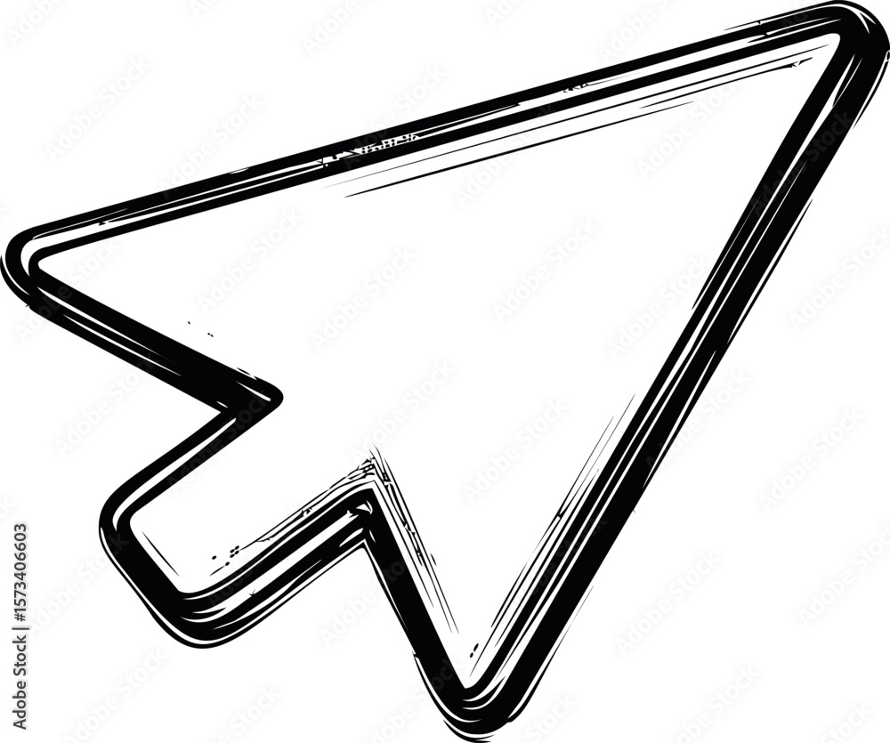 Poster black and white sketch of a bold arrow shape in minimalistic style
